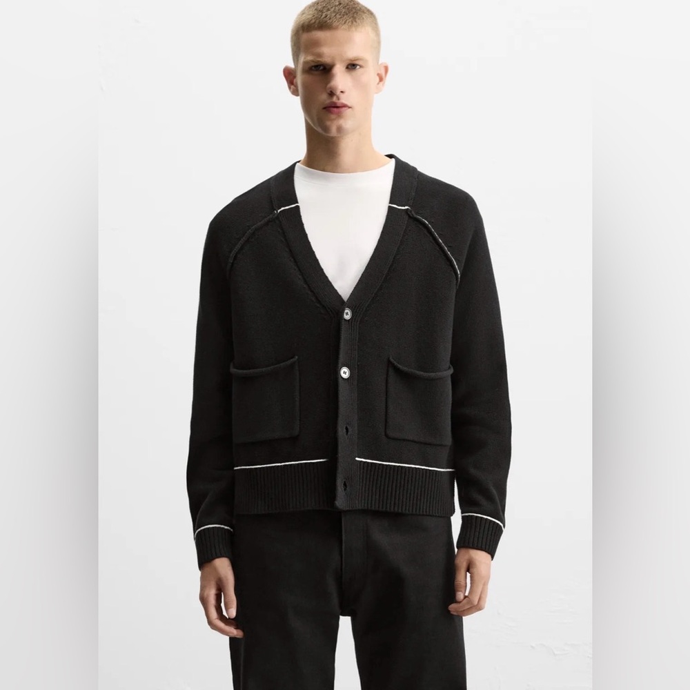 Zara Men's Black Cardigan Sweater GUC